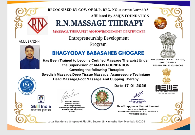 Certified Massage Therapist Acknowledgement