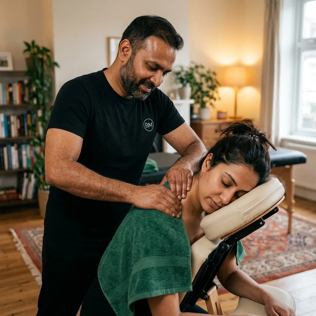 Client Receiving Neck and Shoulder Massage Relief